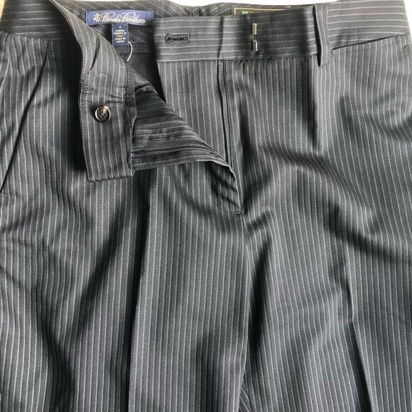 NWT Loro Piana Brooks Brothers pinstripe stretch wool wide leg trousers size 4 - Picture 5 of 10